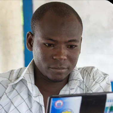 Man looking at a computer screen